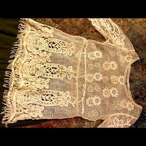 Floral Crocheted Fringe Beach Blouse